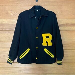 Vintage 70s Deerfoot Varsity Jacket wool R sports bomber wool jacket